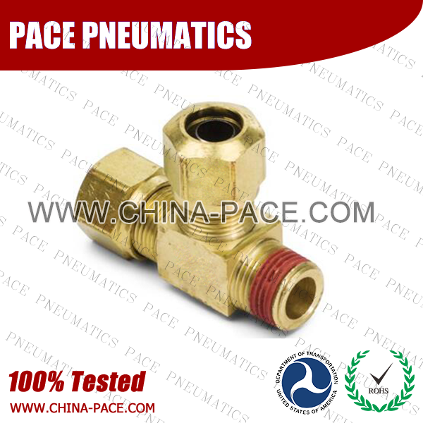1/2" Tube O.D. X 3/8" D.O.T. Air Brake Brass Push-In Male Run Tee - Hi - Foto 13
