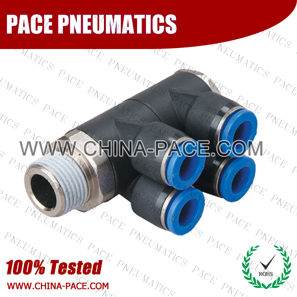 Double Branch Male Elbow PUSH IN FITTINGS, AIR FITTINGS, PNEUMATIC FITTINGS