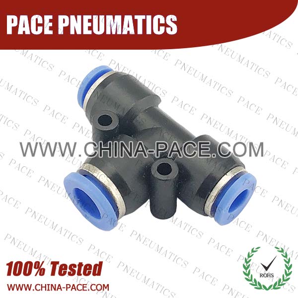 Push To Connect Fittings Reducer Tee Middle Big, Polymer Pneumatic Fittings, Composite Air Fittings, one touch tube fittings, Pneumatic Fitting, Nickel Plated Brass Push in Fittings, pneumatic accessories.