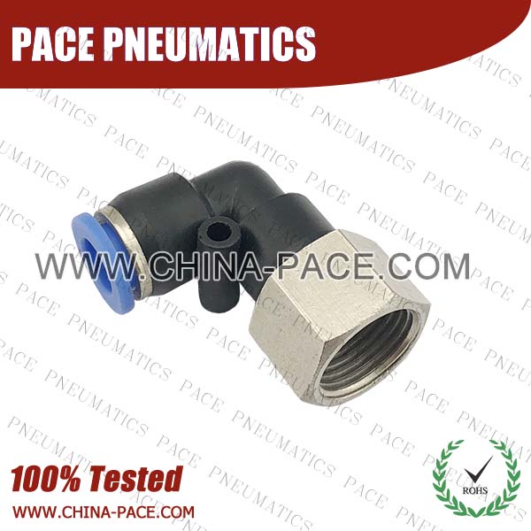 Female Elbow Pneumatic Fittings with npt and bspt thread, Air Fittings, one touch tube fittings, Pneumatic Fitting, Nickel Plated Brass Push in Fittings