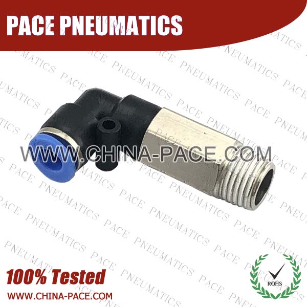 Extend Male Elbow Pneumatic Fittings with npt and bspt thread, Air Fittings, one touch tube fittings, Pneumatic Fitting, Nickel Plated Brass Push in Fittings