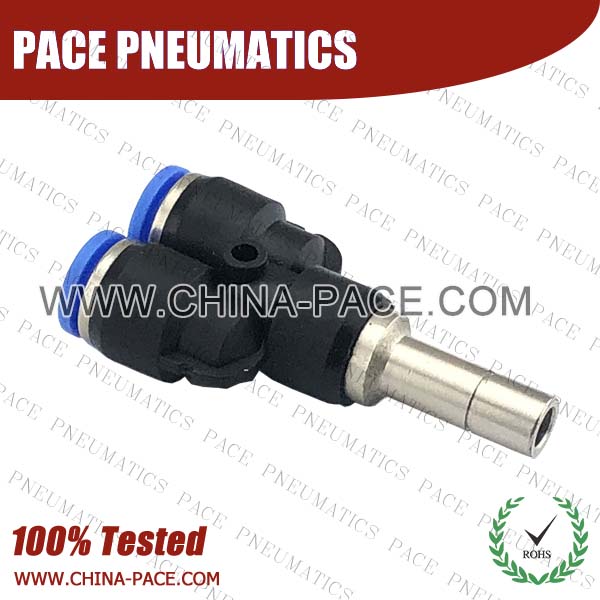 Union Y plug, Pneumatic Fittings with npt and bspt thread, Air Fittings, one touch tube fittings, Pneumatic Fitting, Nickel Plated Brass Push in Fittings
